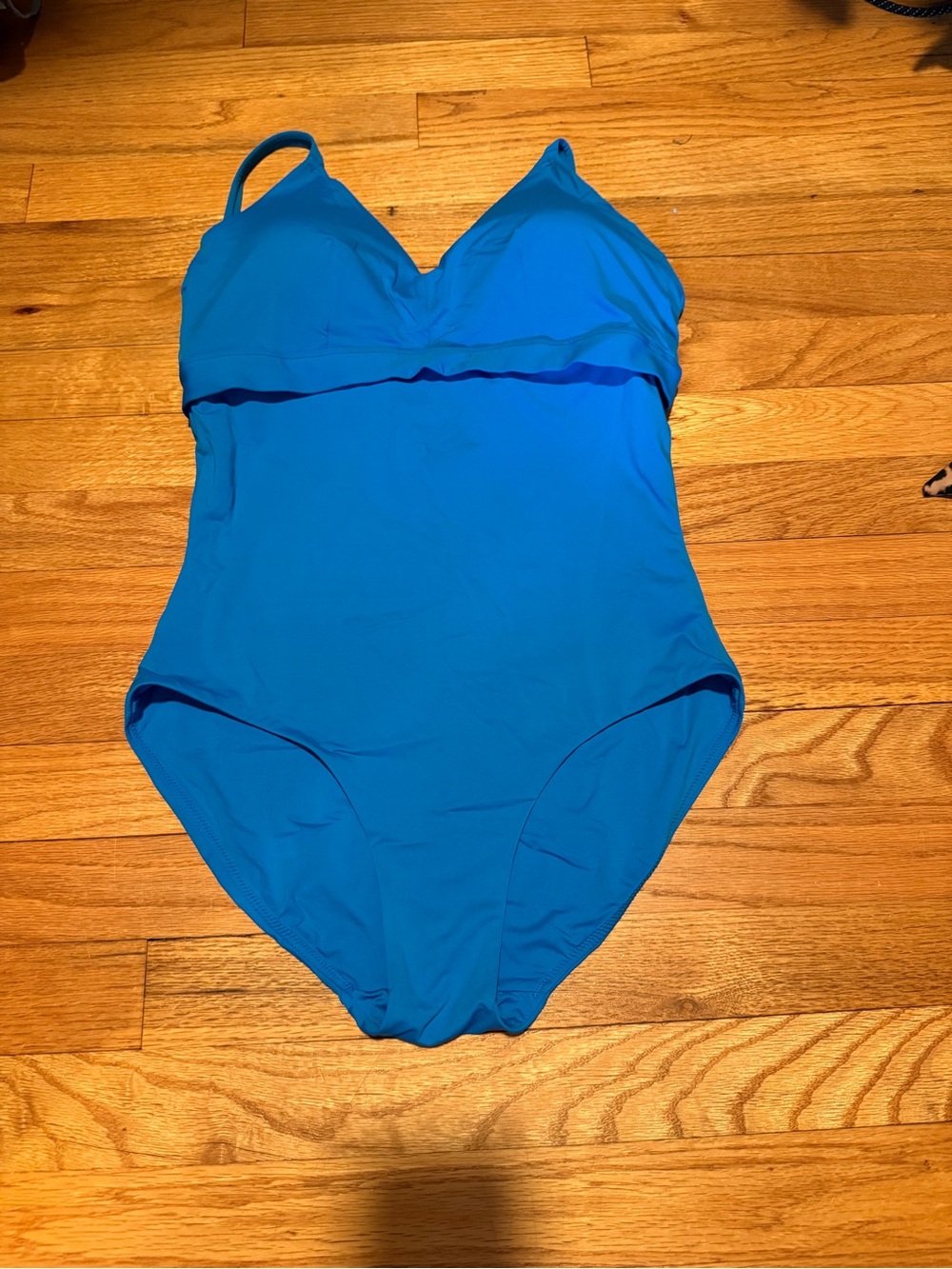 SPANX V-Neck One-Piece Swimsuit in Electric Blue